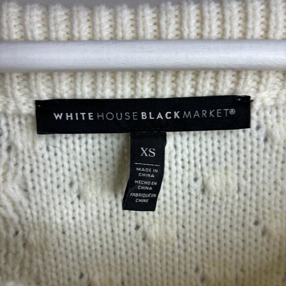 White House Black Market Cream Cable Knit Pearl Embellished Sweater XS - Picture 10 of 10